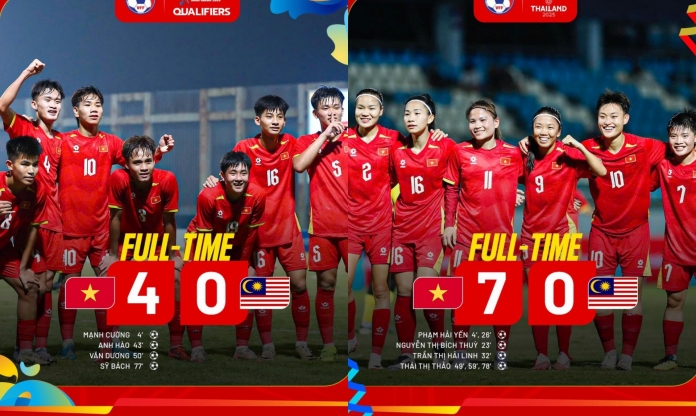 Liên tiếp áp đảo, Việt Nam tạm thắng Malaysia 11-0