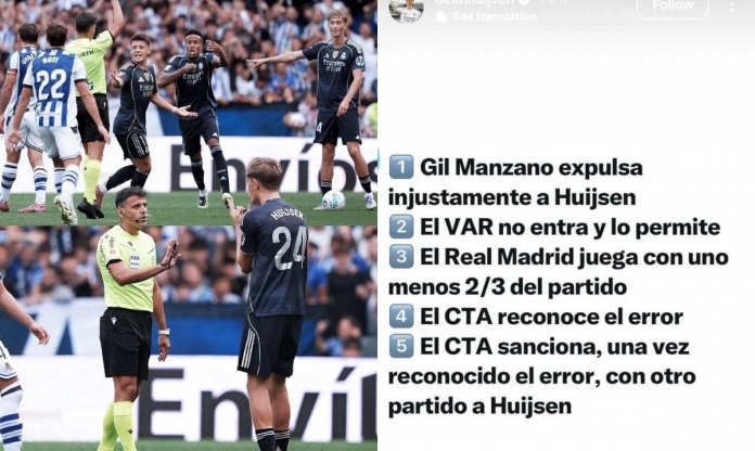 Bị treo giò oan, sao trẻ Real Madrid công kích trọng tài La Liga