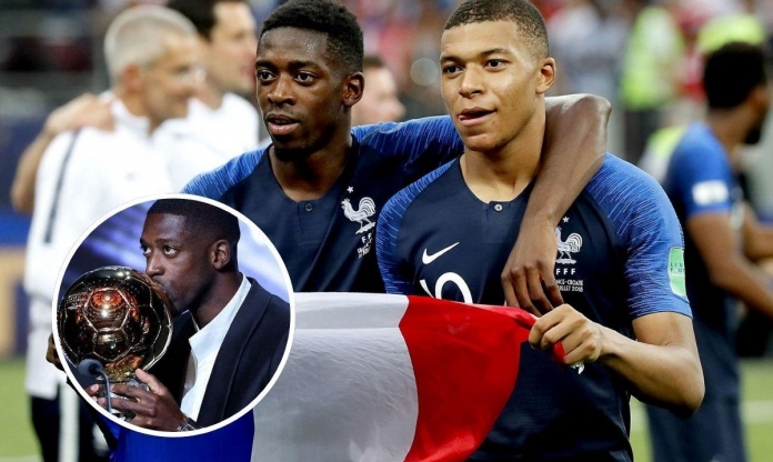 Phản ứng đầu tiên của Mbappe khi Dembele giành Quả bóng Vàng