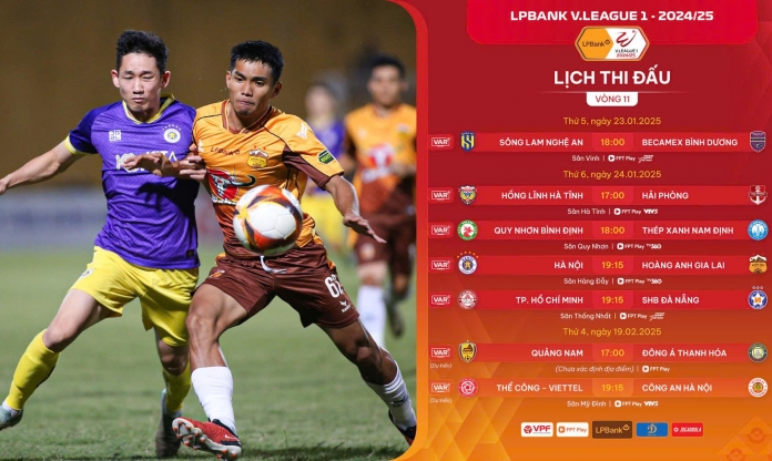 Vòng 11 V-League 2024/25: Kịch tính đua top đầu lẫn trụ hạng