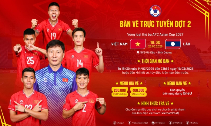 Tiếp tục mở bán vé xem 2 trận đấu của ĐT Việt Nam trên 'sân nhà mới'