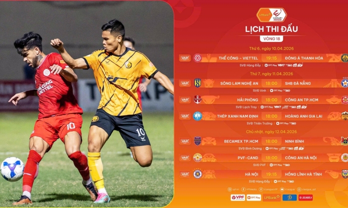 Trước vòng 18 V-League: CAHN băng băng về đích, gay cấn cuộc đua trụ hạng!