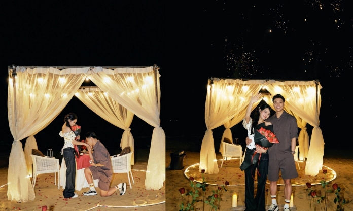 Hậu vệ ĐT Việt Nam cầu hôn bạn gái cực lãng mạn trong dịp đặc biệt