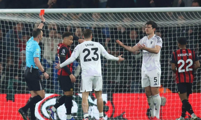 Maguire nhận thẻ đỏ, MU bị Bournemouth cầm hòa đáng tiếc