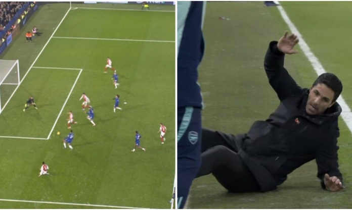 Arteta 'té ngã' sau pha bóng làm rơi 2 điểm trước Chelsea