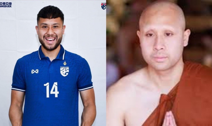 Cựu sao U23 Thái Lan bất ngờ 'xuống tóc đi tu'