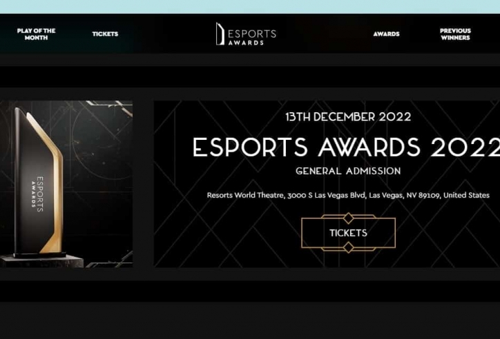 Esports Awards 2022: Danh sách các hạng mục và đề cử