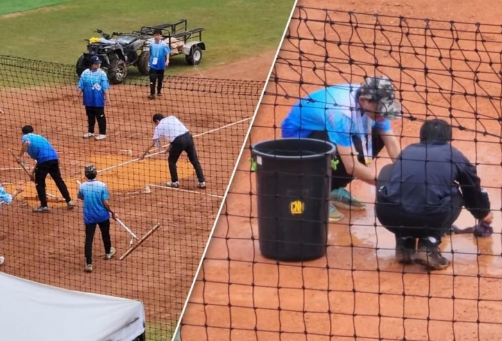 Sốc với tình trạng sân thi đấu SEA Games 2025 bị ngập nước