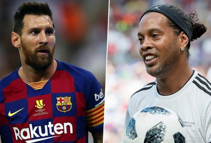 Ronaldinho tái ngộ Messi, phô diễn đẳng cấp thượng thừa với trái bóng