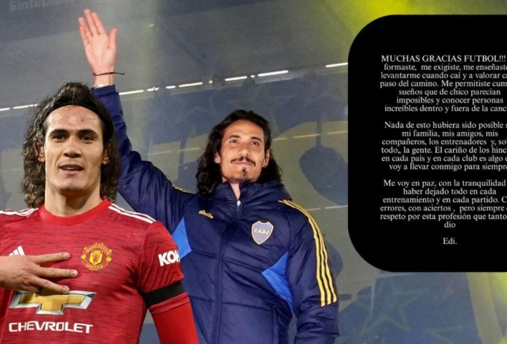 CHÍNH THỨC: Huyền thoại Edinson Cavani tuyên bố giải nghệ