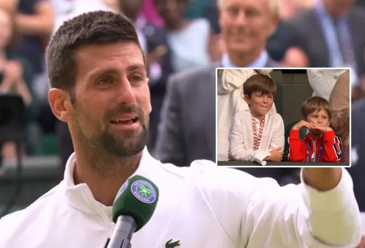 Novak Djokovic đập vợt, bật khóc khi nhìn các con trên khán đài