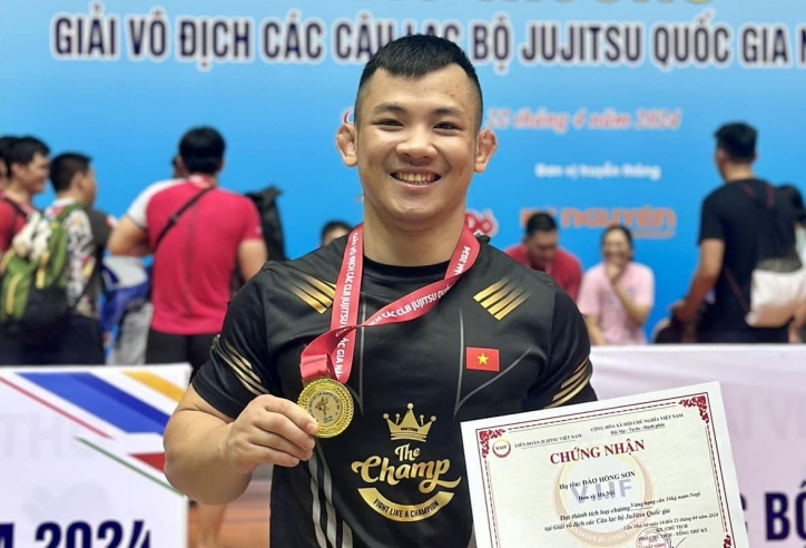 Khiến 3 đối thủ “chưa đấu đã chạy”, Đào Hồng Sơn giành HCV tại giải Jujitsu quốc gia 2024