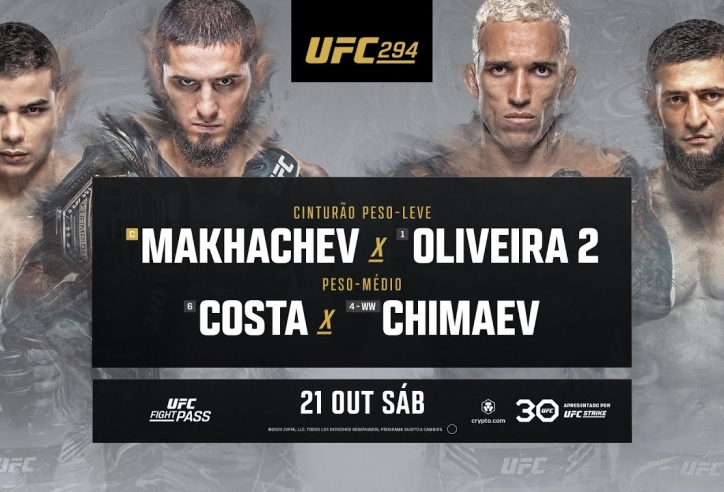 Full Card UFC 294: Tâm điểm đại chiến Islam Makhachev vs. Charles Oliveira