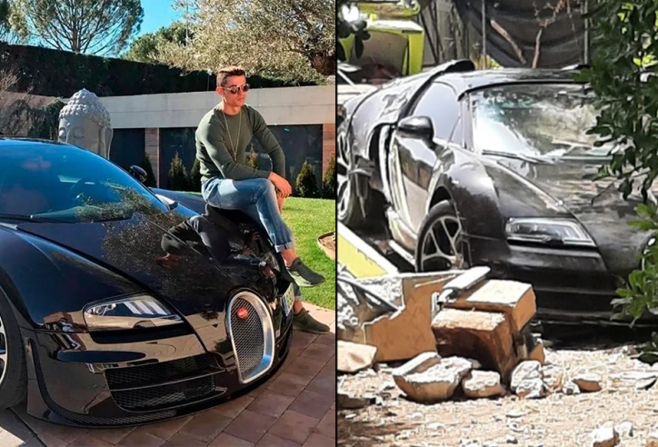 Siêu xe Bugatti Veyron của Cristiano Ronaldo gặp nạn, hư hỏng nặng