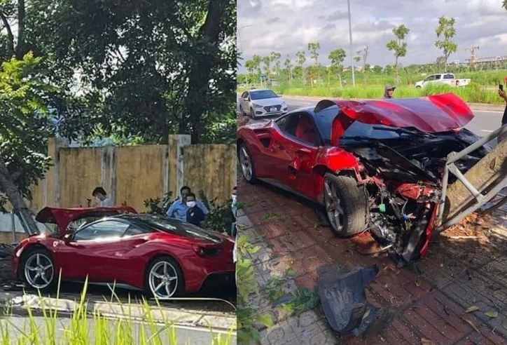 Hà Nội: Mang Ferrari gần 20 tỷ đi sửa, nhân viên garage cầm lái tông nát đầu xe