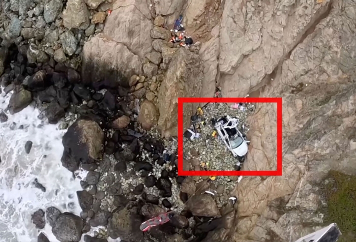 Hy hữu: 4 người trên xe Tesla sống sót khi lao xuống vực sâu 76 mét