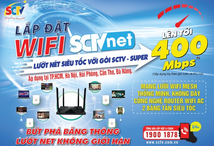 SCTV - Mang Internet tốc độ cao đến mọi nhà với giá cực ưu đãi trong quý 3.2024