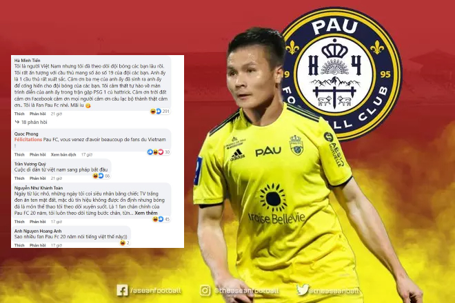 CĐV Việt Nam ‘tấn công’ fanpage của Pau FC, bình luận tên Quang Hải khắp nơi