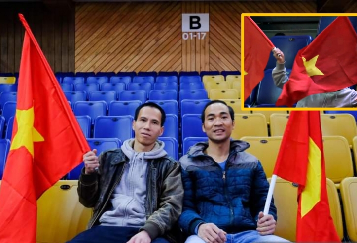 Bất chấp thời tiết băng giá, 2 khán giả Việt vẫn đến ủng hộ ĐTVN tại Mông Cổ
