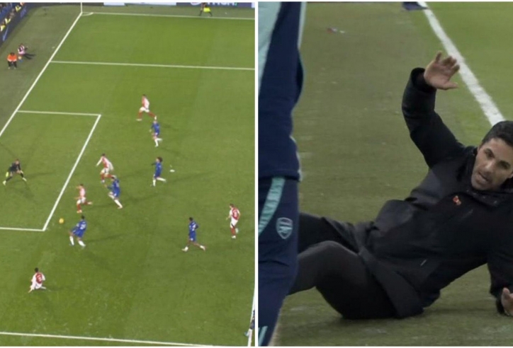 Arteta 'té ngã' sau pha bóng làm rơi 2 điểm trước Chelsea
