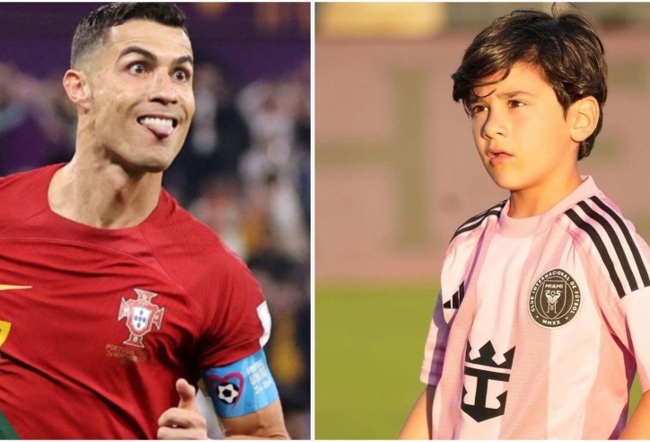 Con trai Messi sút phạt đẹp mắt như Ronaldo