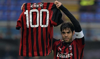 Lập cú đúp, Kaka vượt mốc 100 bàn thắng cho AC Milan