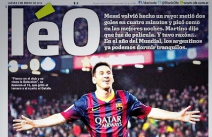 Nhật báo nổi tiếng Olé đổi tên để vinh danh Lionel Messi