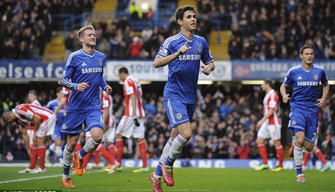 Oscar lập siêu phẩm, Chelsea vượt ải Stoke vào vòng 5 FA Cup