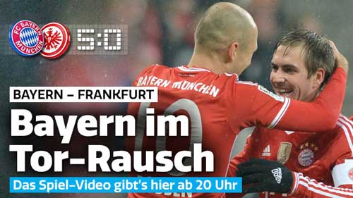 Video bàn thắng: Bayern 5-0 Frankfurt (Vòng 19 - Bundesliga 2013/14)