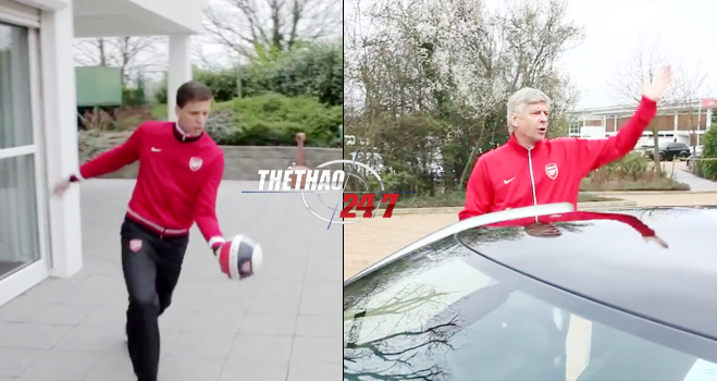 Video Szczesny liều lĩnh sút bóng vào xe của HLV Wenger