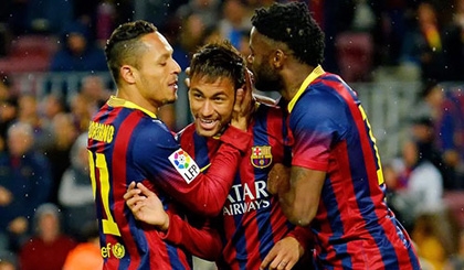 Neymar lập cú đúp, Barca leo lên ngôi nhì La Liga