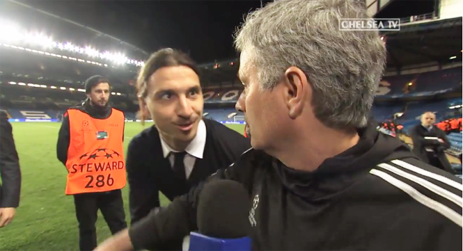 Video bóng đá: Ibrahimovic xen ngang vào bài phỏng vấn của HLV Mourinho