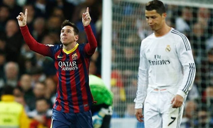 Ronaldo lần đầu bị Lionel Messi đánh bại trong năm 2014