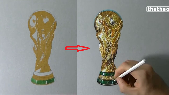 Video World Cup 2014: Cách vẽ 3D 1 chiếc cúp World Cup y như thật