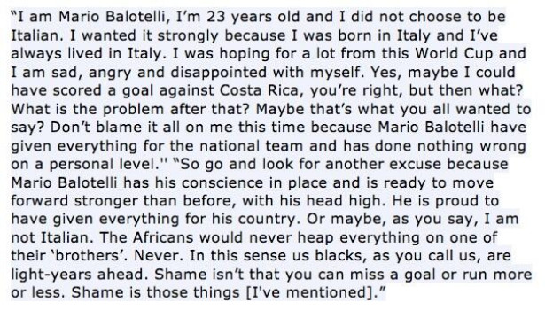Balotelli viết 'tâm thư' cho NHM tuyển Ý