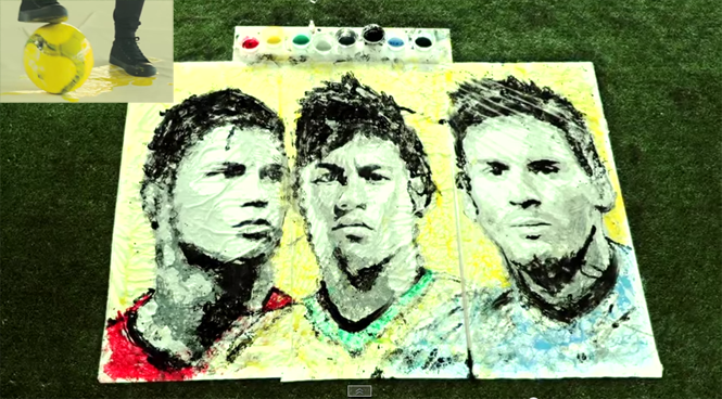 VIDEO: Nữ họa sỹ vẽ Ronaldo - Neymar - Messi như thật bằng trái bóng