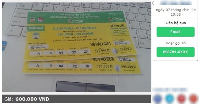 Vé xem U19 Việt Nam bị đẩy lên hơn 500 ngàn/chiếc