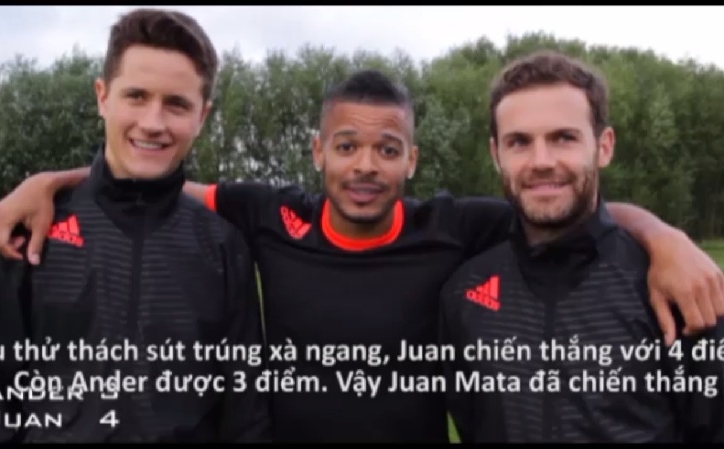 VIDEO: Màn thi sút bóng đặc biệt giữa Juan Mata và Ander Herrera