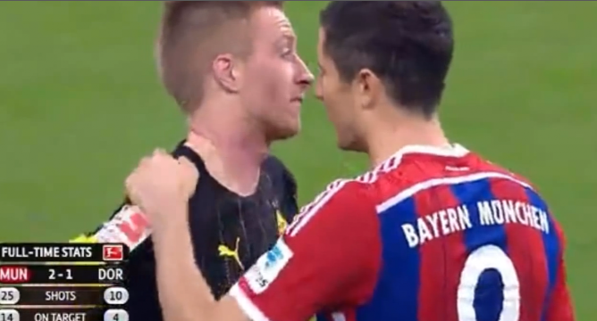 VIDEO: Marco Reus phớt lờ cái ôm của người bạn cũ Lewandowski