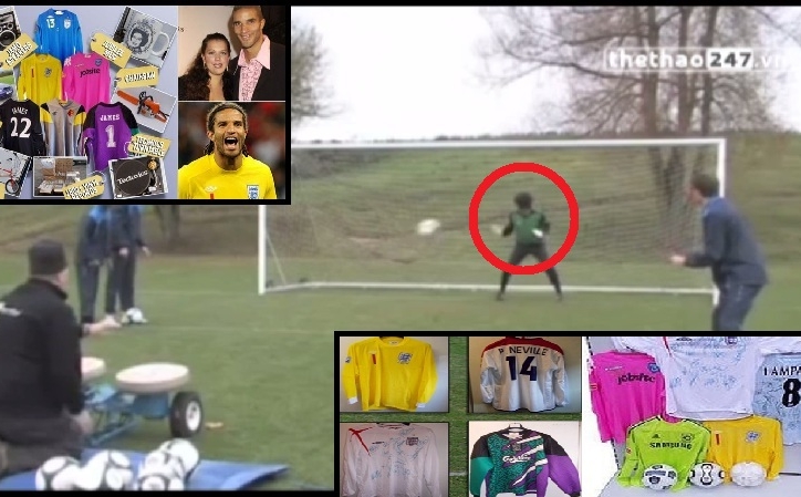 VIDEO: Xem cựu thủ môn 'nghèo khổ' của tuyển Anh bịt mắt cản penalty