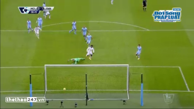 VIDEO: Phút 9 - Wilfried Bony mở tỷ số cho Swansea (Man City 0-1 Swansea)