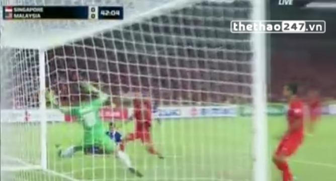 Video AFF Cup 2014: Pha bỏ lỡ khó tin của cầu thủ Malaysia vs Singapore