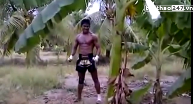 Video võ thuật: Năng lực chặt chuối 'đáng sợ' của võ sĩ Muay Thái