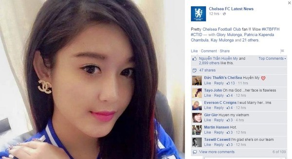 Fanpage Chelsea bất ngờ đăng hình á hậu Huyền My