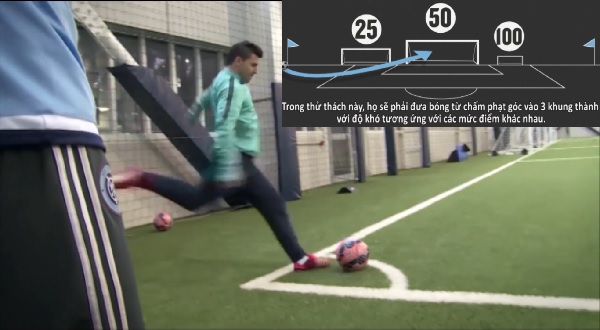 VIDEO: Aguero và David Villa thi tài ghi bàn từ chấm phạt góc