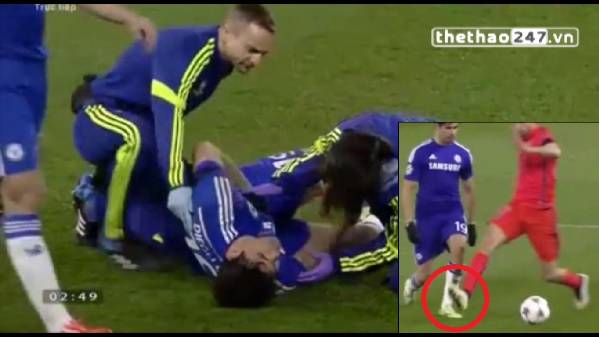 VIDEO: Khó hiểu khi Diego Costa bị 'đá' vào chân nhưng lại nằm ôm bụng