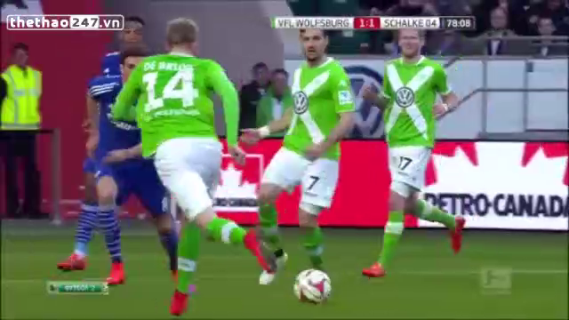 Video clip bàn thắng: Wolfsburg 1-1 Schalke (V29 Bundesliga)