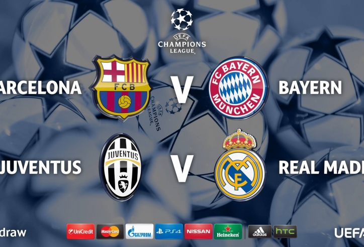 Kết quả bốc thăm bán kết Champions League: Barca gặp Bayern, Real gặp Juve