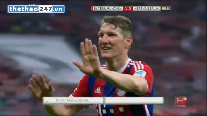 Video clip bàn thắng: Bayern Munich 1 - 0 Hertha Berlin (VĐQG Đức 2014/15)