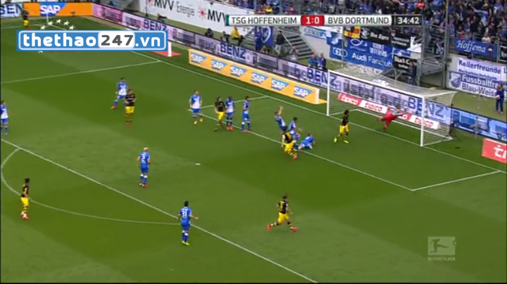 Video clip bàn thắng: Dortmund 1 - 1 Hoffenheim (VĐQG Đức 2014/15)